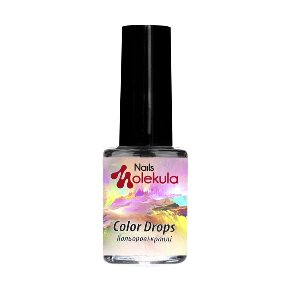 Акварель для дизайну нігтів Nails Molekula Professional Color Drops, Black, 6 мл